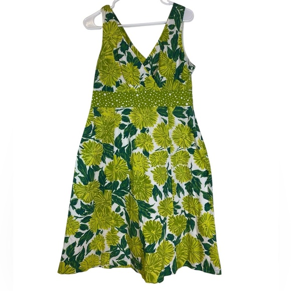Boden Green & White Floral Sleeveless Midi dress women’s Size 10 - Picture 7 of 16